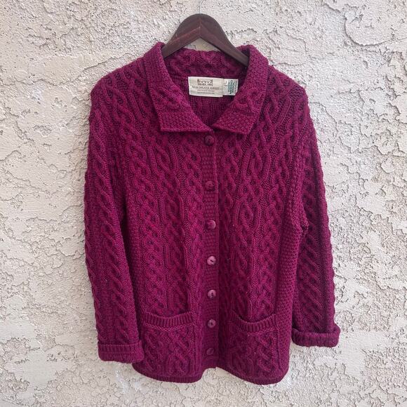 Aran Sweater Market Cable Knit Cardigan Size Women’s Medium - Picture 1 of 5